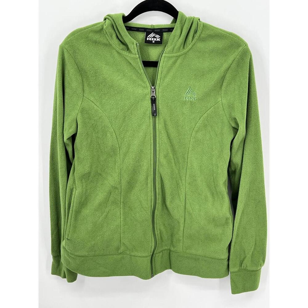 Green‎ Full Zip Fleece Hoodie Medium Lightweight Activewear RBX